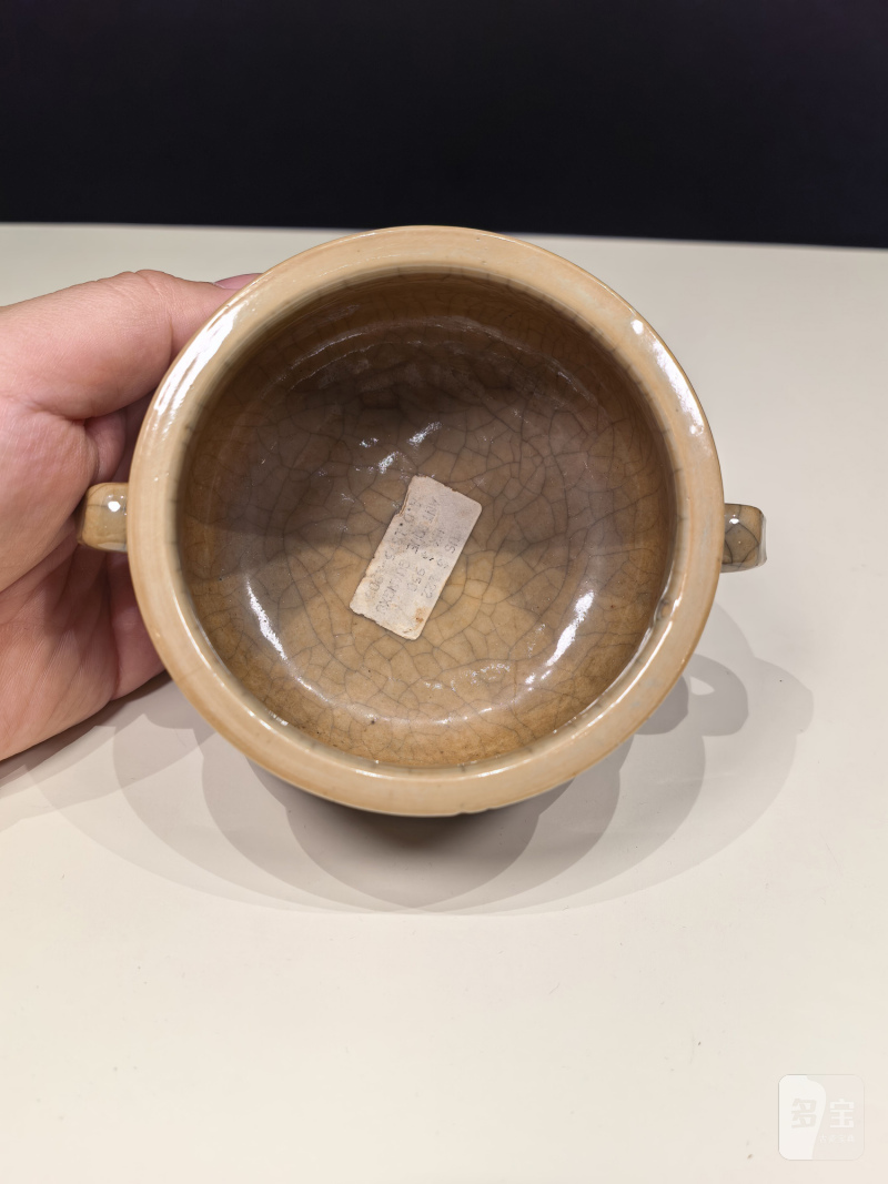 清乾隆 仿哥釉双耳炉 - 图7